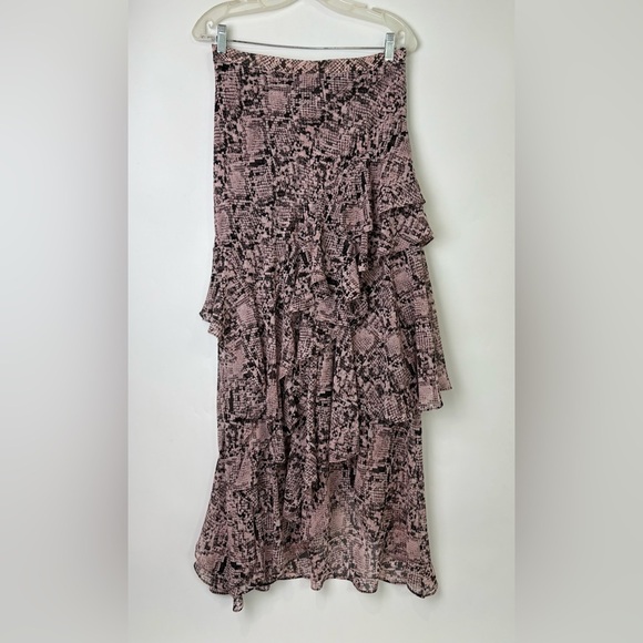 Misa Snake Print Ruffled Maxi Skirt With Slit - Picture 3 of 9